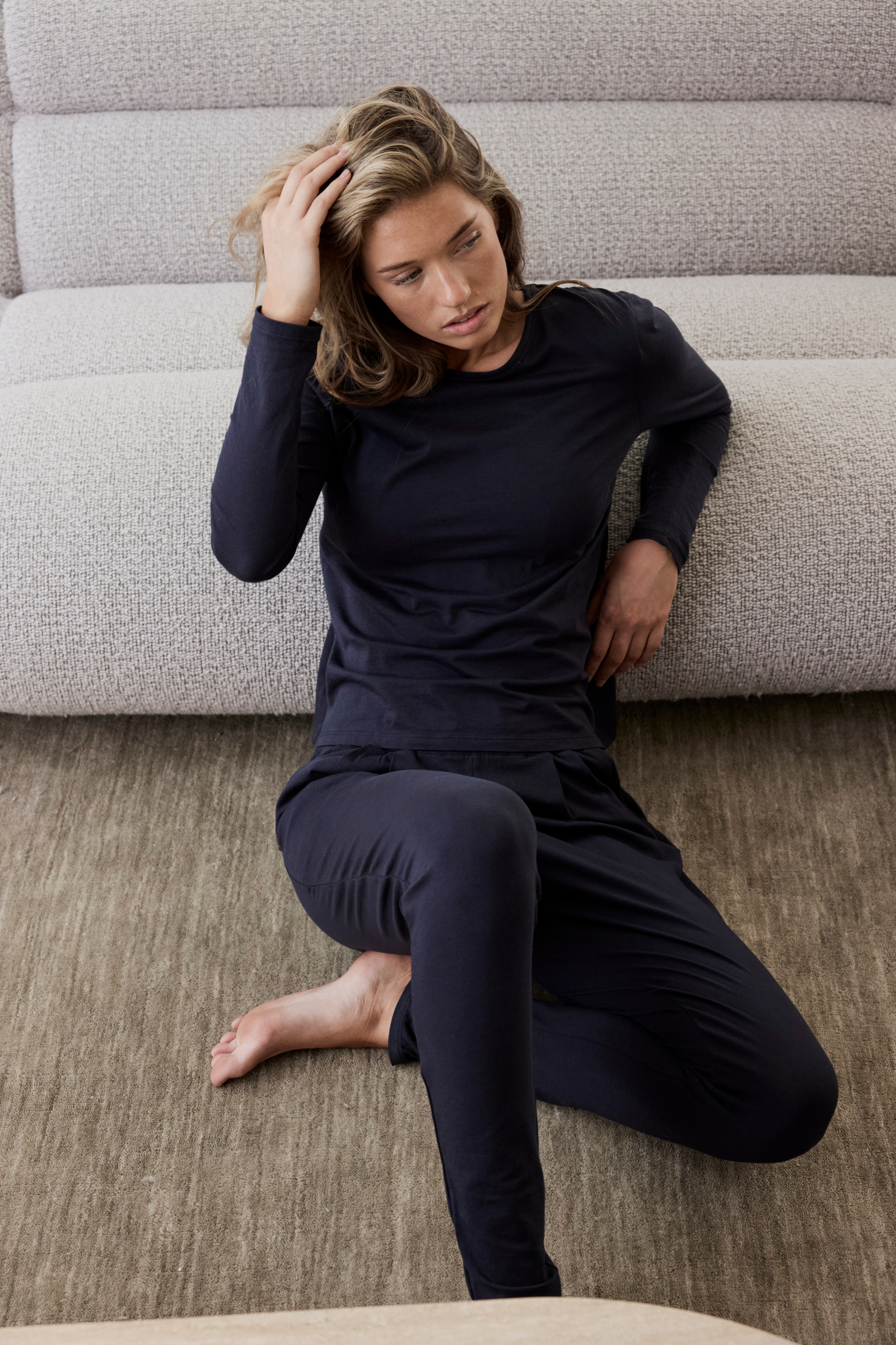 Long sleeve shelf bra PJ set