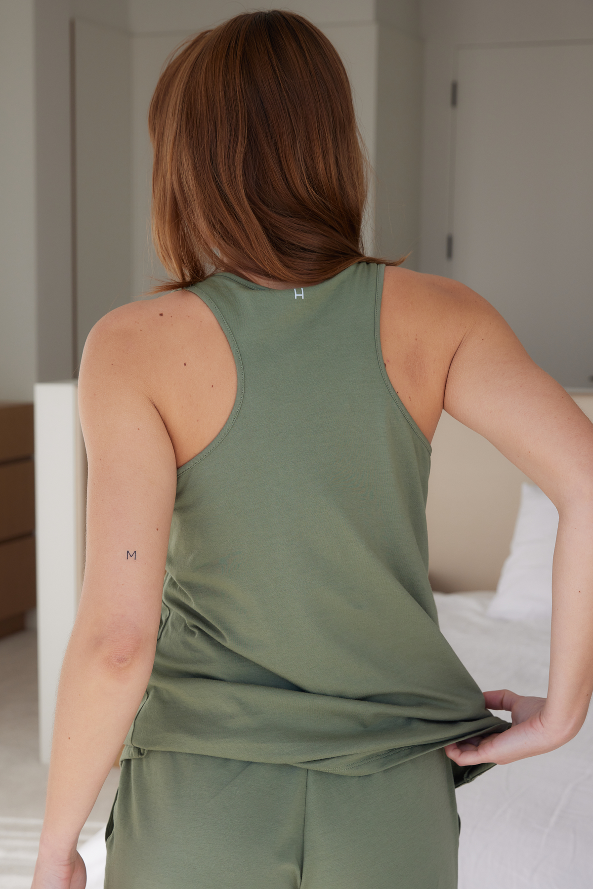 Shelf bra racer back top - Soft green
