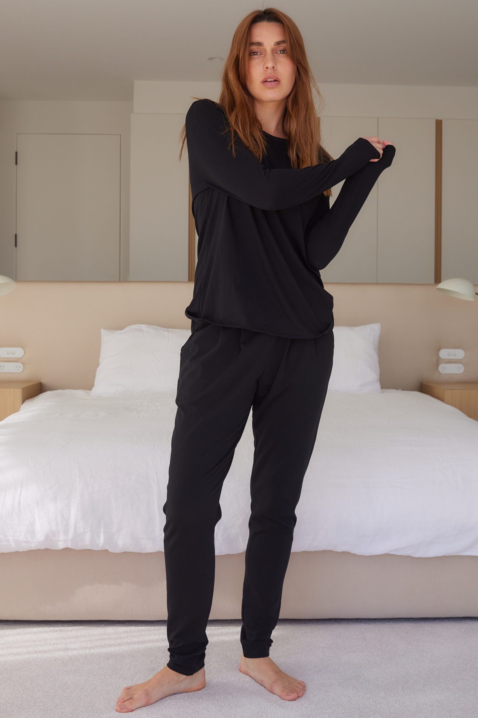 Shelf bra long sleeve top